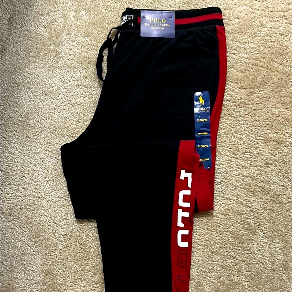 Polo by Ralph Lauren Black and Red Joggers